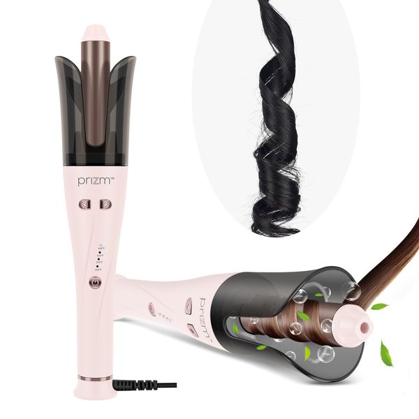 Auto Hair Curler, Prizm Professional Automatic Curling Iron, 1 Inch Rotating Curling Iron with 4 Adjustable Temperatures & 7S Timing Curling Reminder, 30 Mins Auto Shut-Off, Pink