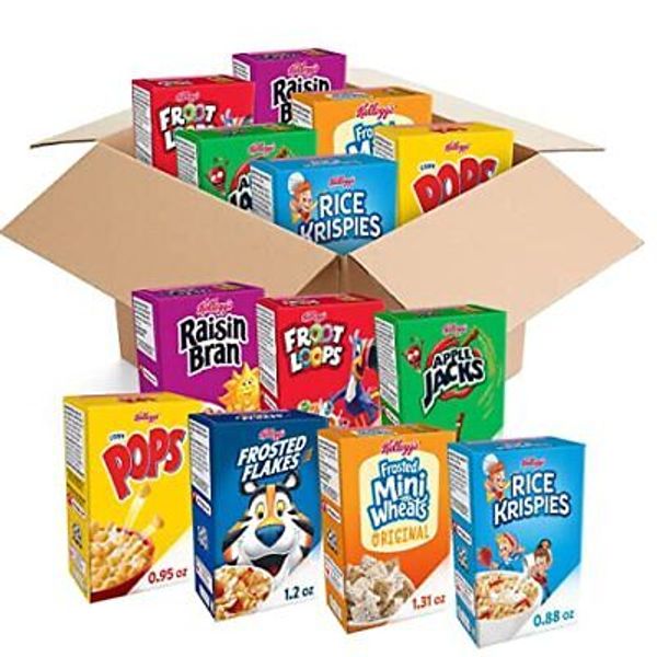 Kellogg's Cold Breakfast Cereal Bulk Pantry Staples Kid Snacks Variety Pack P...