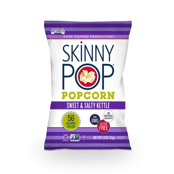 SkinnyPop Sweet & Salty Kettle Popcorn, 12ct, 1.9oz Individual Snack Size Bags, Skinny Pop, Healthy Popcorn Snacks, Gluten Free