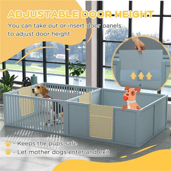 Dog Whelping Box Pet Playpen for Puppies Indoor Outdoor Bed Crate Safe Space