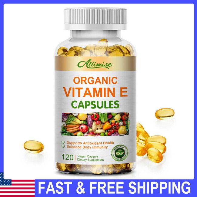 Vitamin E Oil 120 Softgels | Vit E Capsules Vegan for Hair Skin Nail Face Health