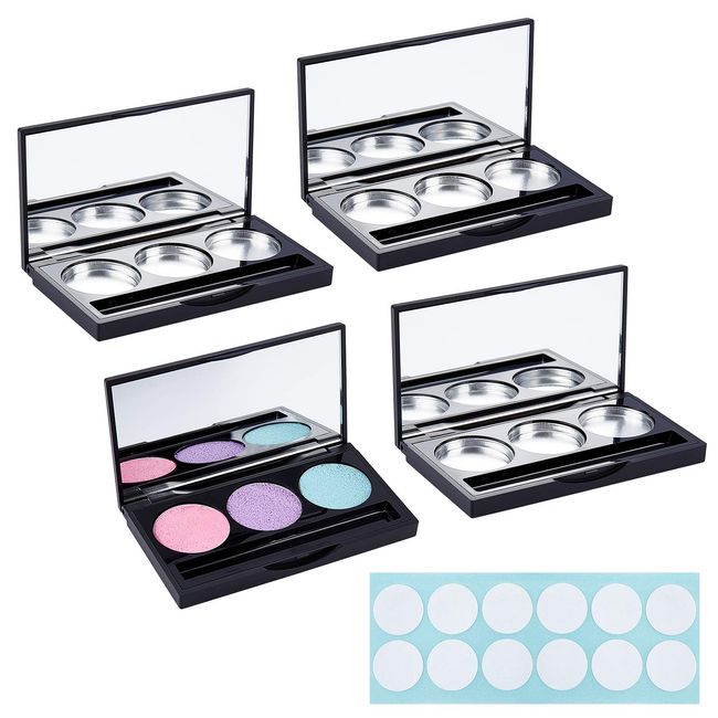 SUPERFINDINGS Eyeshadow Case, Empty Eyeshadow Palette, Aluminum Palette Pan, Small Compartment, Powder Storage Case, Refill, Empty Cosmetic DIY Container, Palette Pot, Makeup Case, Mirror Included, Adhesive Paper Included