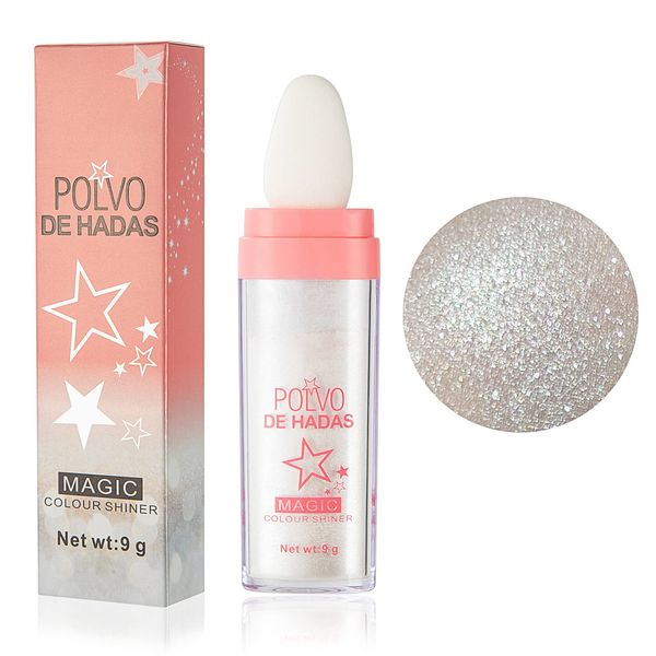 Miioto Body Glitter, Shimmer Face and Body Highlighter Powder with Sponge Head, Body Highlighter, Body Glitter Powder Stick, Shimmer Sparkle Powder für Gesicht Gesicht Arme Beine, Weiß (01)