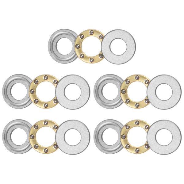 uxcell F5-11M Thrust Ball Bearings 5mm x 11mm x 4.5mm with Brass Washers A BEC1 Set of 5