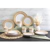 Porcelain Dinnerware Set for 4 - 16 Piece Set Elegant Greek Key Design Tableware