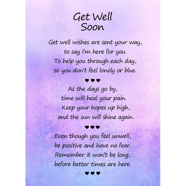 Get Well Soon Verse Greeting Card