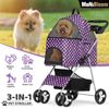 3-in-1 Pet Stroller 4 Wheels,Foldable Dog Stroller w/Cup Holder&Storage Basket