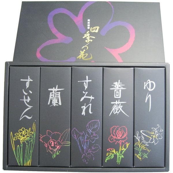 Awaji Baikundo Incense Set, Sending Incense, Gift for Incense, High Quality Incense, Stylish, Senko Brand, Sympathy, Sympathy, Mourning Visit, Gift for 49th, 49th, 3rd Anniversary Festival, Memorial Service, Assorted Flower Set, Four Seasons Flowers 25g 1