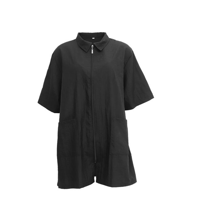 Lurrose Hair Stylist Grooming Smocks Salon Client Gowns Capes Short Sleeve for Man Woman for Hair Styling (Black)