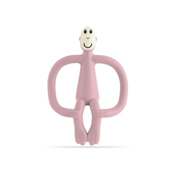 Matchstick Monkey, Original Teether & Gel Applicator, Antimicrobial Silicone Teething Toys for Baby, Easy to Grip, BPA Free, 3 Months Old+, 10.5 cm, Dusty Pink Monkey