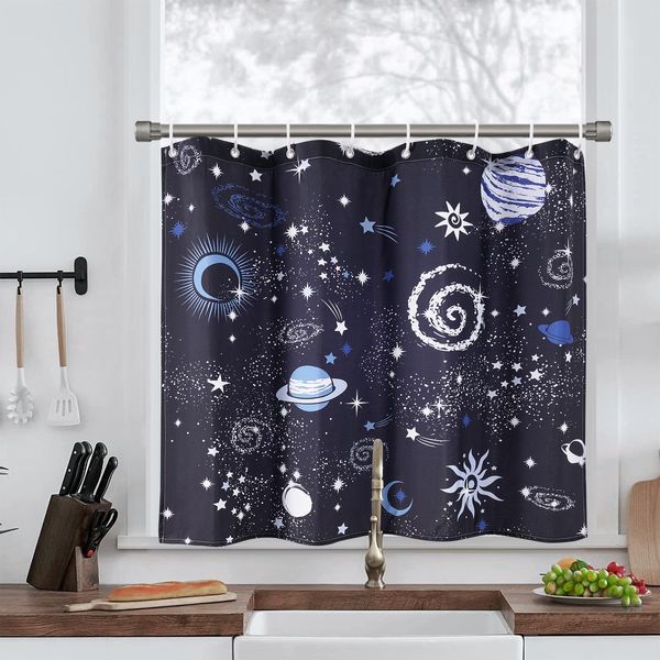 AooHome Bath Curtain, Small Window, Blindfold, Shower Curtain, Light Blocking, Cute, Waterproof, Short, Mildew Resistant, Unit Bath, Bathroom Window, 27.6 inches (70 cm) Length, Cafe Curtain, Sky,