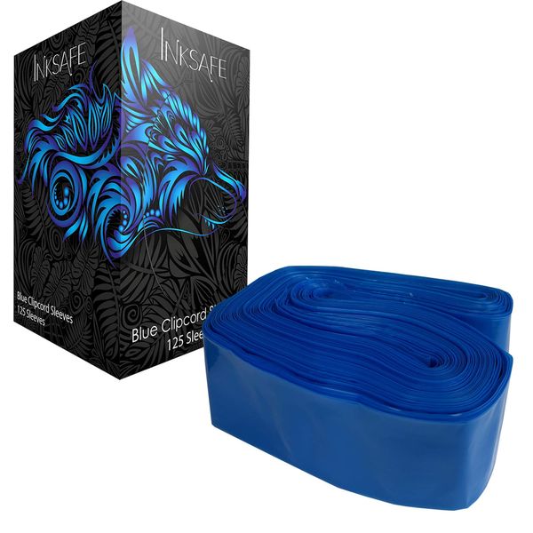 Inksafe Blue Tattoo Clip Cord Covers/Sleeves 5cm x 80cm - Box of 125