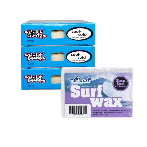 EHOMEA2Z Surfboard Wax Basecoat Bundle with Sticky Bumps Cool Cold Surf Wax Surfboard Surfing Accessories Surfing Wax (4)