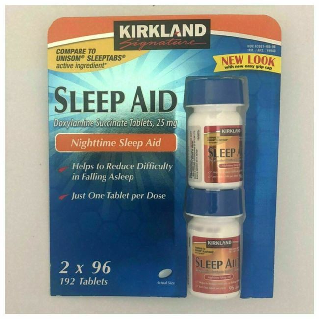 Sleep-Aid 25mg 192 Tablets 2-Pack Kirkland Signature Sleeping Pills Two Bottles