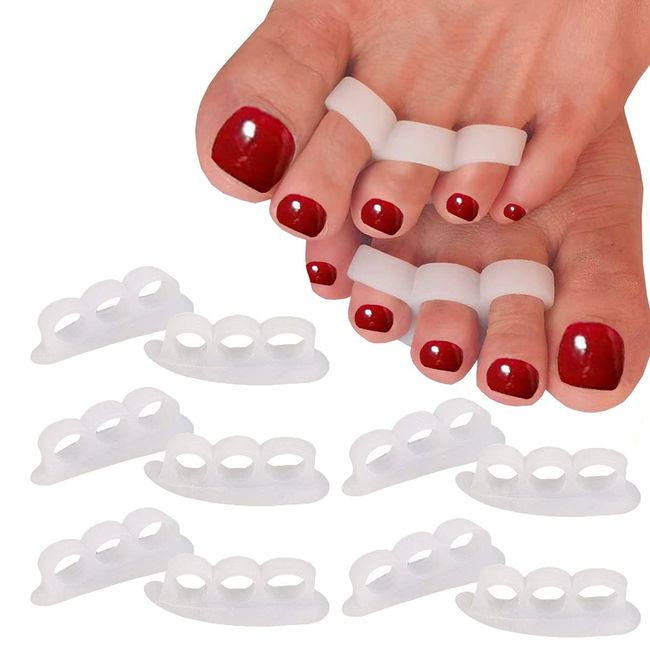 Mcvcoyh10 Pcs Gel Hammer Toe Crests Pads Silicone Toe Straightener Cushion Support Pain Relief for Hammer Toe, Overlapping Toes, Curled Toe-3 Loops