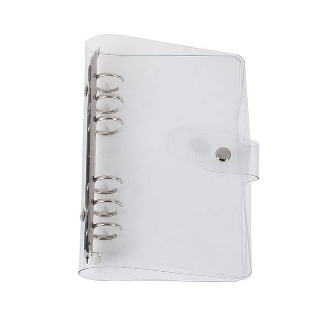 Samcos A6 A5 6 Hole Notebook Cover Transparent Binder Personal Notebook PVC Key Diary Ring Binder Clear Pocket (A6)