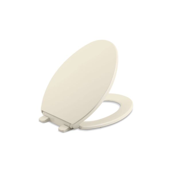 KOHLER K-4774-47 Brevia Elongated Toilet Seatwith Quick-Release Hinges and Quick-Attach Hardware for Easy Clean in Almond, L 18-5/8", W 14-3/16"