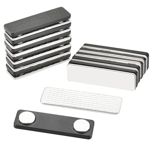 PERFETSELL 12 Stück Namensschilder Magnet Selbstklebend Magnetisch Namensschild Schilder Kleidung Metall Namensschild Halter mit 2-Punkt Magnet für Ausweishüllen Beschriften