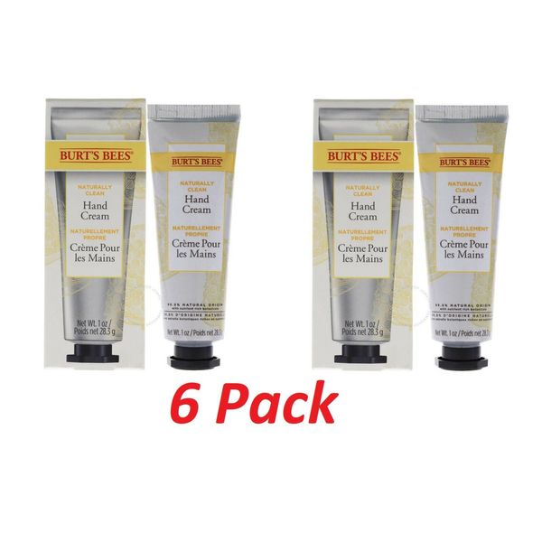 BURT'S BEES Naturally Clean Hand Cream Moisturizer w/ Shea Butter 1oz (6 Pack)