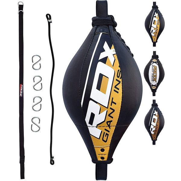 RDX Double End Speed Ball Maya Hide Leather Boxing Ball Dodge Speed Bag Punching MMA Training Workout Floor to Ceiling Rope