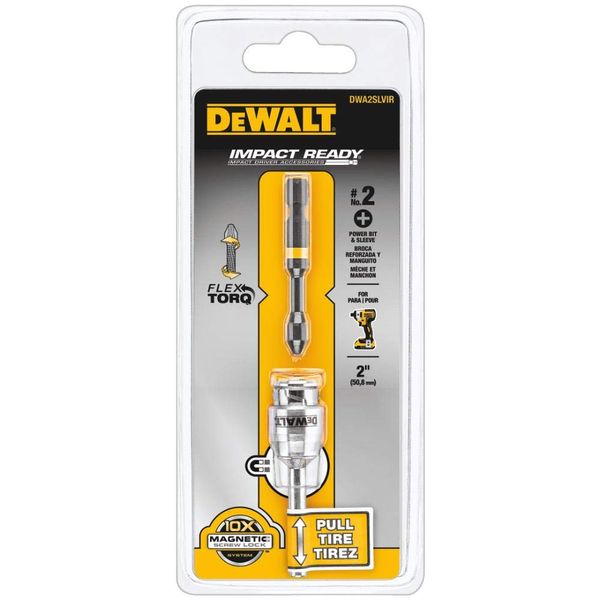 DEWALT FlexTorq Magnetic Bit Holder, Impact Ready, 2-Inch (DWA2SLVIR)