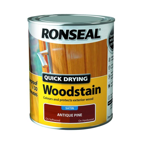 Ronseal Quick Drying Woodstain Satin Antique Pine 750ml