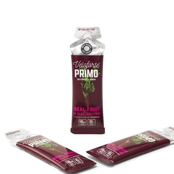 Veloforte Primo Energy Gel, Fast Releasing Energy, 100% Natural & Delicious Energy Gels with 22g of Natural Energy, Primo Flavour (Beetroot & Lemon) (3 Pack)