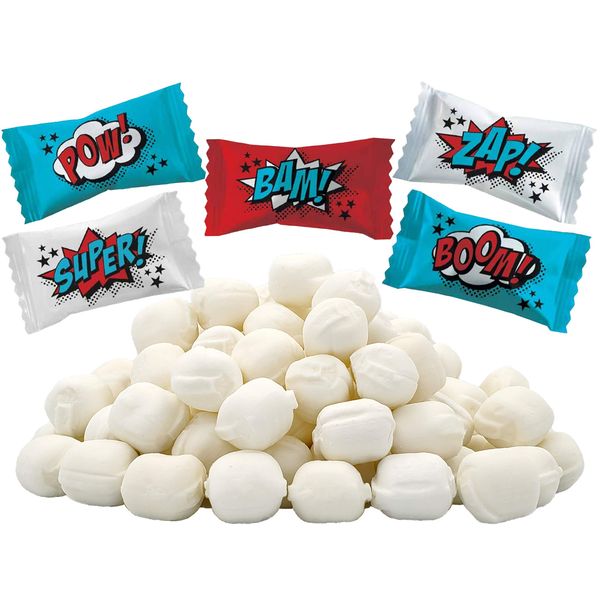 Superhero Buttermints, Soft Fruity Candies, After Dinner Mints, Butter Mint Candy, Fat-Free, Kosher Certified, Individually Wrapped (55 Pieces)