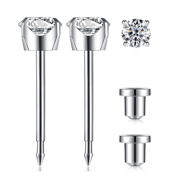 SugarTang Safe Piercing Earrings and Body Piercing Kits, Stainless Steel Cubic Zirconia Ear Piercing Gun Sets (0.5ct-4prong-2pack)