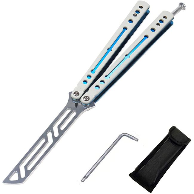 XUANDONG Outdoor Knife, Folding Knife, Butterfly Knife, Practice, Training, Bladeless, Foldable, Survival Game Equipment, G10 Handle, Butterfly Knife, Beginner, Butterfly, Practice Sword (White)