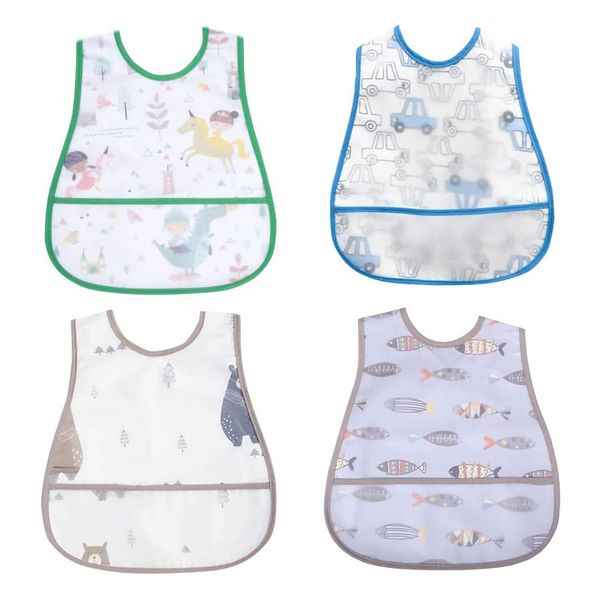 Set of 4 Waterproof Bibs for Babies and Kids