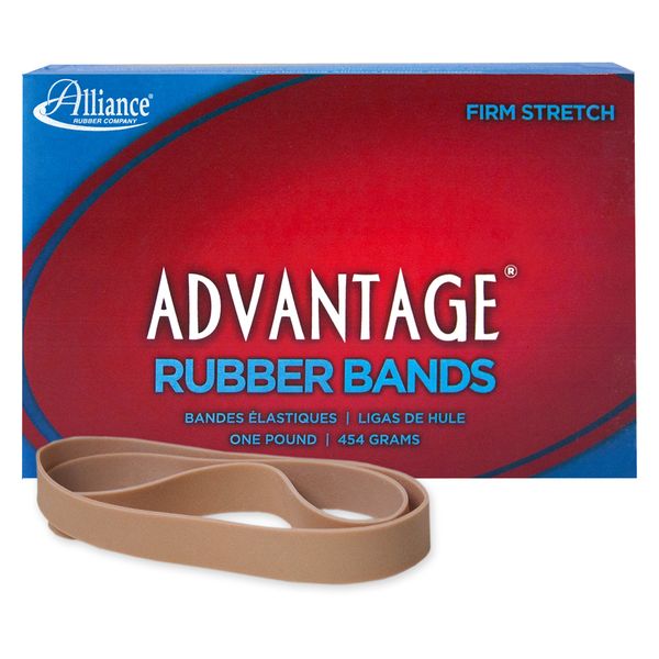 Alliance Rubber 27055 Advantage Rubber Bands Size #105, 1 lb Box Contains Approx. 60 Bands (5" x 5/8", Natural Crepe) Beige