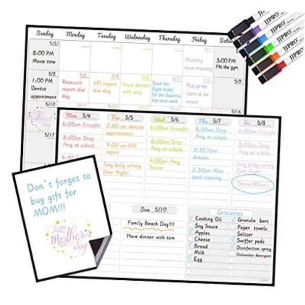 Magnetic Dry Erase Monthly Calendar and Weekly Whiteboard for Month+Week