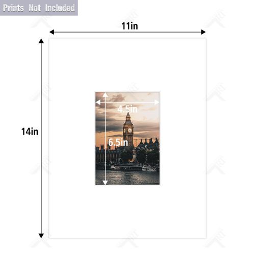 Golden State Art, 10 Pack Acid Free 11X14 White Picture Frame Mats with White Core Bevel Cut for 5X7 Photos, Pictures, Prints