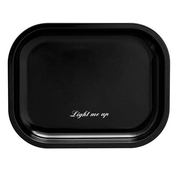 Metal Rolling Tray Small Size-7" 5.5" Black Rolling Tray Set for Women and Man, Dainty Storage Tray, Serving Tray, Decorative Tray, Organizer Tray (Black)