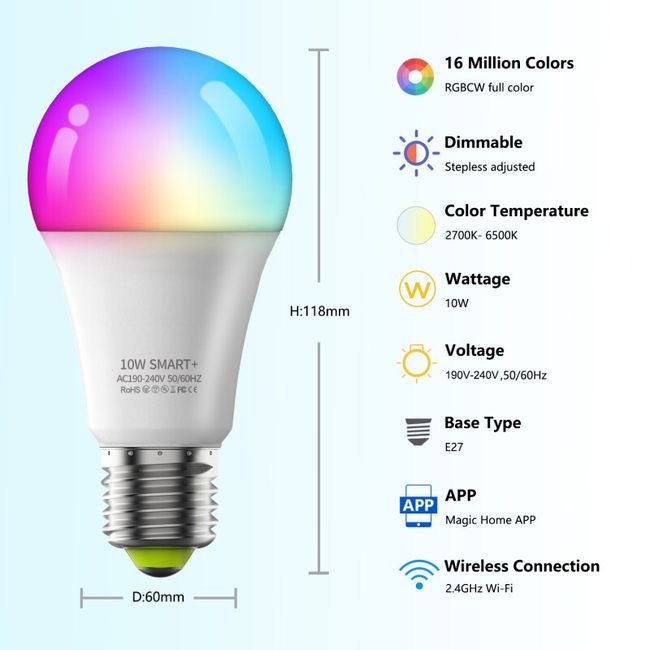 WiFi Smart LED Downlight Dimming Round Spot Light 7W RGB Color Changing  2700K-6500K Warm Cool light Work with Alexa Google Home