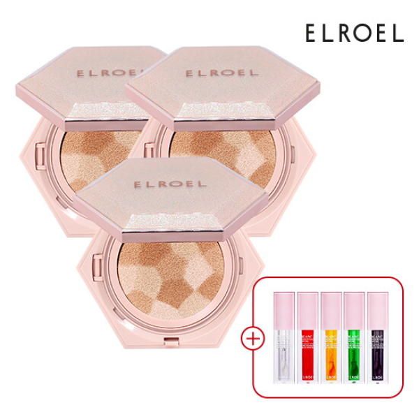 [ELROEL] NEW Blending Compact Cushion (Basic) 1+1+1+Lip Oil 1 Type_ELROEL