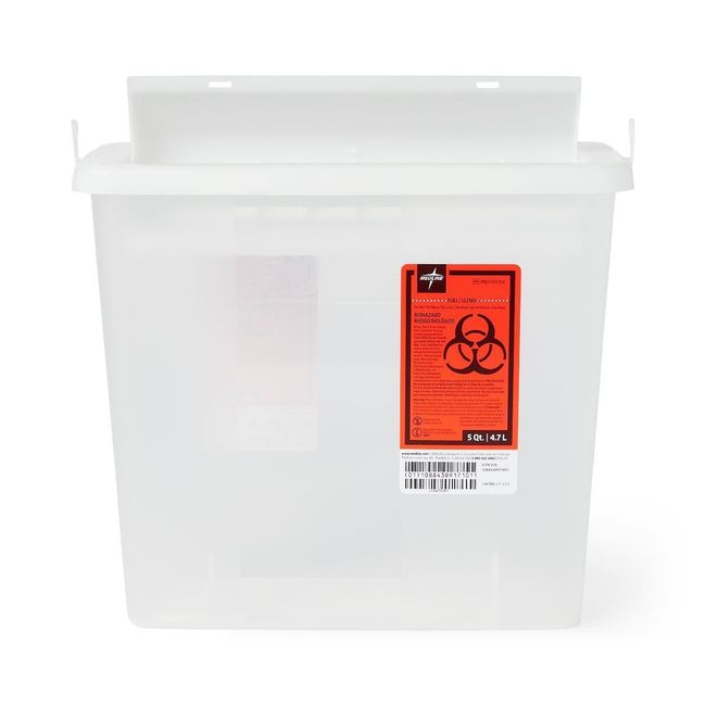 Wall-Mount Sharps Container, Clear, 5 Qt., Each