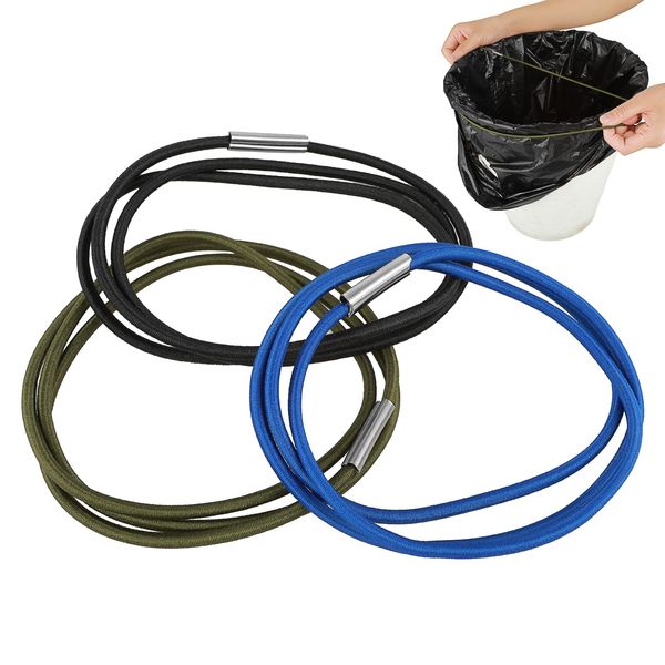 YUXIANLB Trash Can Rubber Bands Set, 3 Pcs Trash Can Bands Trash Rubber Bands Fits 13 to 30 Gallon Garbage Cans, Durable Rubber Bands Elastic Bands for Home Office School (Black, Blue, Olive Green)