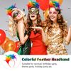 Dilunave Colorful Feather Headband Fascinator Headbands Cosplay Hair Bands Carnival Party Headdress Rainbow Headband Feather Headdress CostumeEaster Day, Wedding, Halloween Party (Bright Color), M