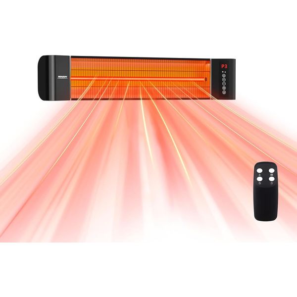 ROVSUN Infrared 1500W Wall Mounted Electric Patio Garage Space Heater w/ Remote