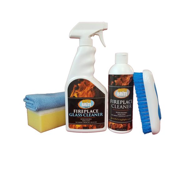 Quick N Brite Fireplace Cleaning Kit for Brick, Stone, Tile, Rock, Soot, Smoke, Creosote, and Ash, White