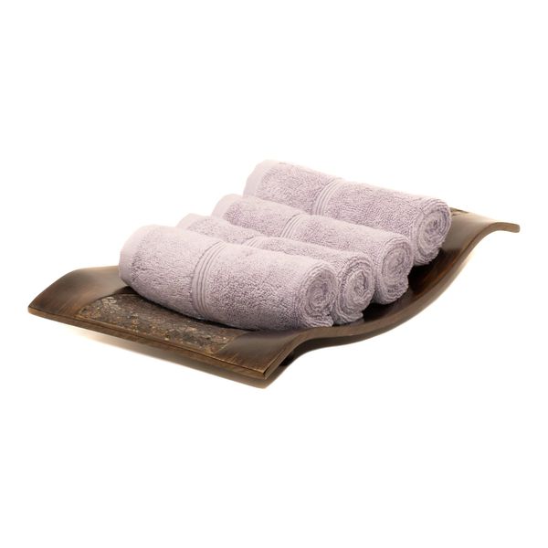 Mosobam 700 GSM Hotel Luxury Washcloths 13X13, Set of 4, Lavender Aura, Turkish Baby Bath Towel, Face Washcloth, Purple, Viscose Made from Bamboo - Turkish Cotton