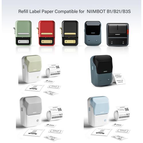 White Label Tape of 6 Rolls White 40x30mm Compatible for NIIMBOT B1 B21 B3S Label Maker, Waterproof,Self-Adhesive for Office and Home Labeling Tape Replacement.