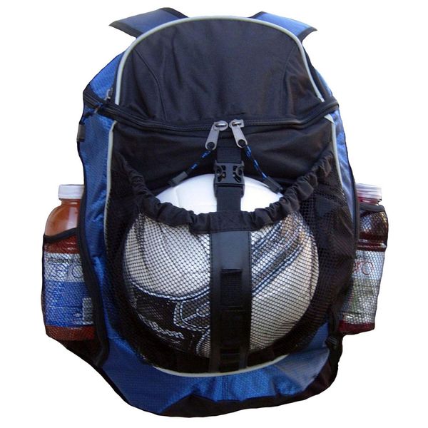 Fashion Helpers Royal Blue and Black Sport Backpack with Ball Pocket for Soccer, Football, Futbol, Basketball, Volleyball