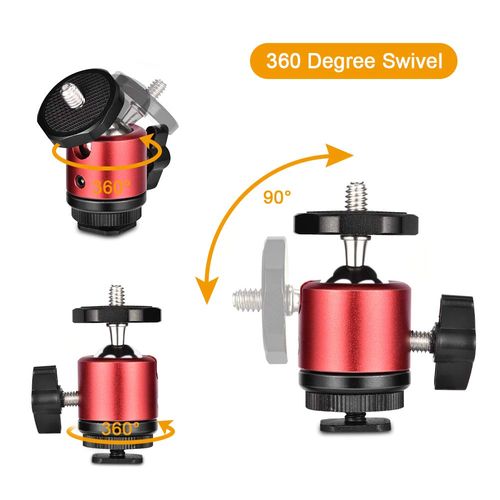 UTEBIT Mini Ball Head Tripod with Hot Shoe Adapter, Pack of 2, Stable Lamp Tripod Ball Joint with 1/4 Hot Shoe, Ball Head 360 Degree Flash Shoe Holder for LED Light, Tripod Head Ball Head for DSLR