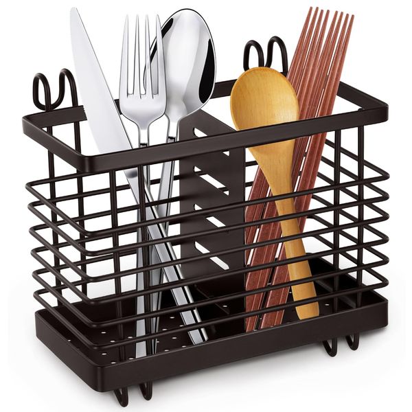 Cliplanyard Cutlery drainer, Stainless Steel Cutlery Storage Rack, Anti-Rust Sink Tidy Cutlery Drainer, Kitchen Utensil Holder for Knife Fork Chopsticks Storage Space saving Utensil Rack (L-03)