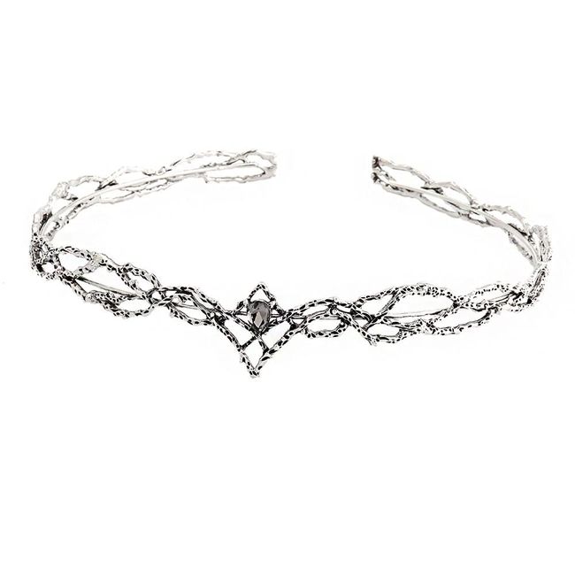 Elf Princess tiara King Headband Princess Headpieces Fairy Crown for Women Ladies Girls Princess Queen Birthday Wedding (2-Silver With Black Diamond)