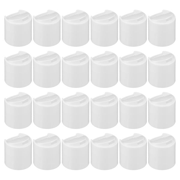 uxcell 48Pcs White PP Plastic Disc Top Caps, Reusable Press Cap for Empty Bottle Lotion Shampoo Container