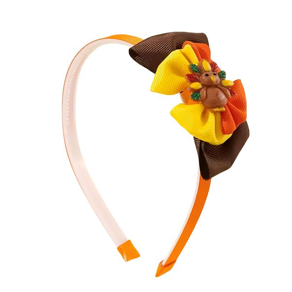 HIFANMM Turkey Headband Fall Thanksgiving Hair Accessories for Women Girls, Orange Hair Bands Autumn Decor Headdress Party Outfit Supplies Non Slip Head Band (1.Style, Normal)